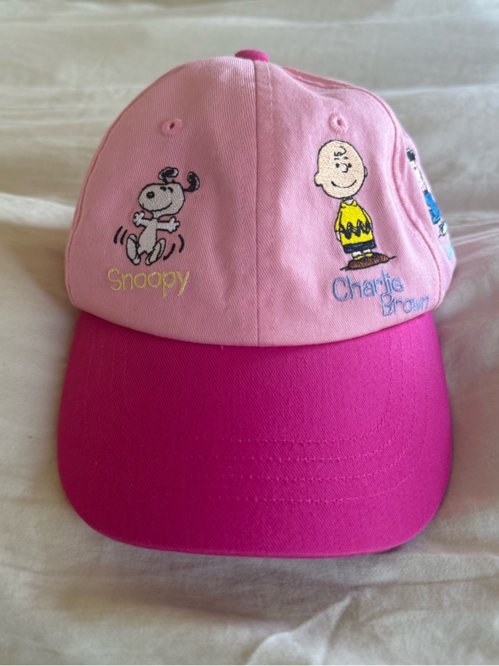 Peanuts Rare Pink Baseball Cap with Snoopy, Charlie Brown & Friends